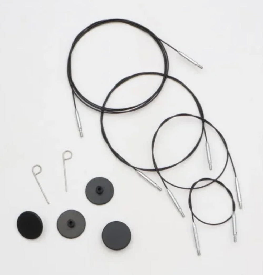 Knitpro Thin & Flex swivel wire sort/sølv